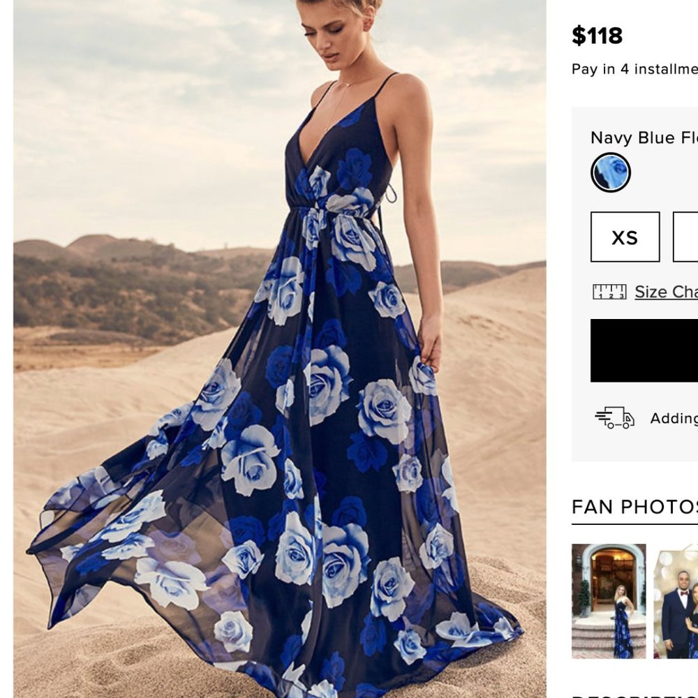 Lulu's Blue Rose Maxi Dress